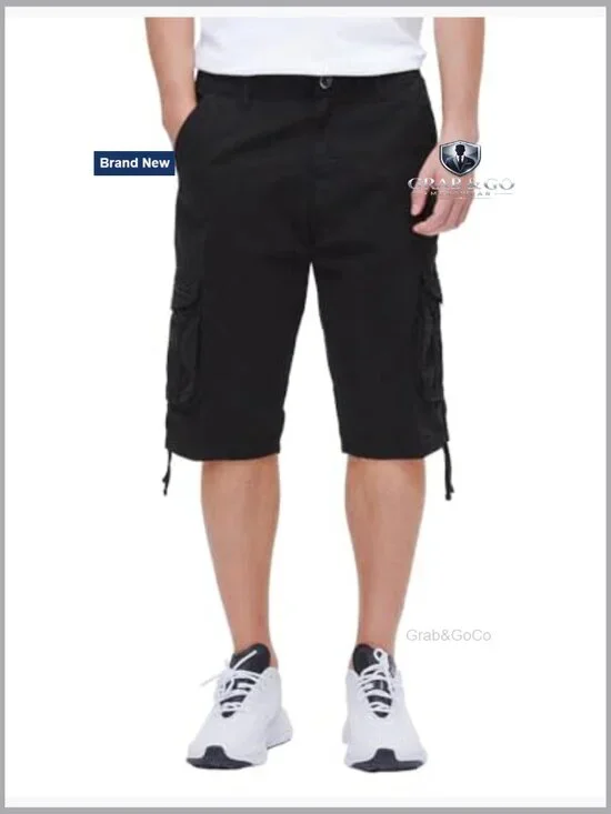 Men's Long Cargo Shorts Below Knee Relaxed Fit 6 Pockets Outdoor Casual - Picture 4 of 7